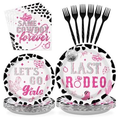 Imagem de Grencian 96 Peças De Decoração Para Festa Cowgirl, 350 G/M², Pratos E Guardanapos Despedida Solteira, Conjuntos Talheres Let'S Go Girls Chá Bebê Western Disco, Suprimentos Aniversário, Serve 24 Pess
