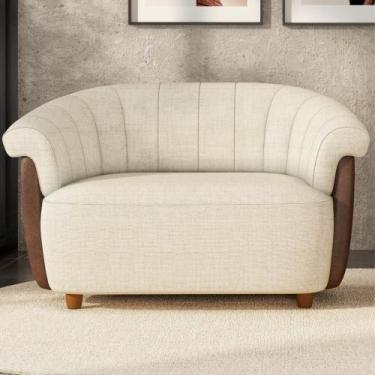 Imagem de Sofá Lince Composê 2 Lug Estofado Em Linho Bege E material sintético P