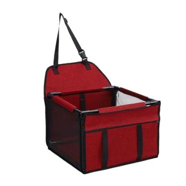 Imagem de Asixxsix Assento de Carro para Cachorro, Oxford Fabric Proof para Cãos de Cães Assento de Carro Dobrável Portátil Carseat Com Car ros para Viagens, Uso Multi -funcional, 39x39x27cm (Vermelho)