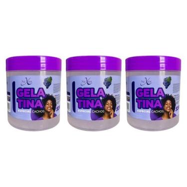 Imagem de Kit 3x Gelatina Hidratação Definição De Cachos E Volume Uva 500g Naxos