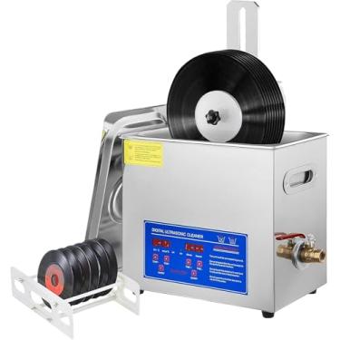 Imagem de KKSOUFX Limpador ultrassônico de discos de vinil, limpeza de discos de vinil para limpar, limpar 8 discos de vinil de uma vez, limpeza automática de LP frente e verso, tempo de 0 a 30 minutos