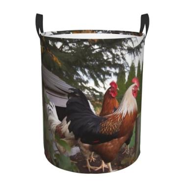 Imagem de Cesto de lavanderia dobrável à prova d'água para galinhas de quintal, cesto de armazenamento de roupas com alças, pano Oxford, organizador de brinquedos, cesta para banheiro, lavanderia, quarto, médio