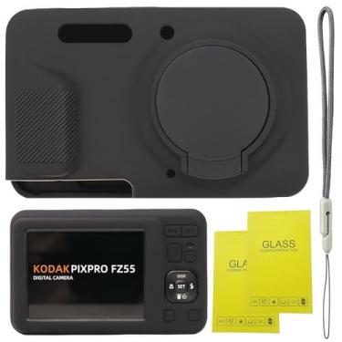 Imagem de SZHSYJY Capa para acessórios Kodak PIXPRO FZ55, FZ55, capa protetora de silicone macio, capa de lente removível, vem com 2 protetores de tela e 1 alça de pulso (preto)