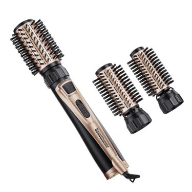 Imagem de Beautimeter Escova para secador de cabelo 3 em 1 com ondulação rotativa automática, controle de frizz, volumizador iônico negativo - preto e dourado