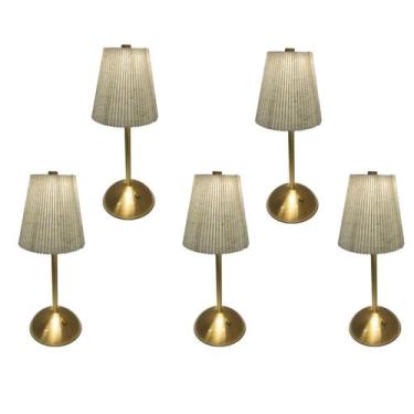 Imagem de Luminaria de Mesa Abajur 3 Tons LED Kit 5 uni USB Bateria Recarragavel