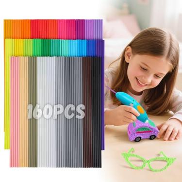 Imagem de Biubee Recargas de filamento de caneta 3D de 32 cores compatíveis apenas com 3Doodler Start+ - PCL seguro e de baixa temperatura, 2,5 mm para impressora 3D, pacotes de refil de canetas para crianças