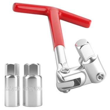 Imagem de vvag Chave soquete de vela de ignição, cabo em T de 16 mm (5/20.3 cm) e 21 mm (13/40.6 cm) ferramenta de remoção de vela de ignição compatível com motocicletas, cortadores de grama e quadriciclos