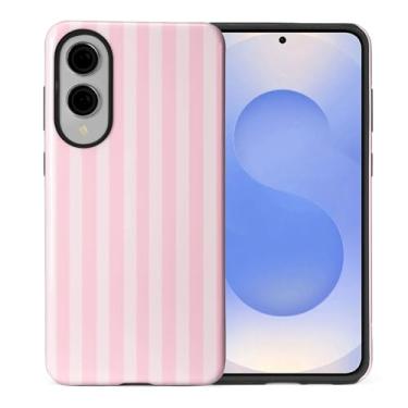 Imagem de WANKBLC Capa brilhante compatível com Samsung Galaxy S25 Edge para meninas e meninos, design de corpo inteiro, silicone macio, proteção contra arranhões, estampa maluca, creme e listras rosa, linha