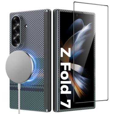 Imagem de BENKS para Samsung Galaxy Z Fold 7 com Película Protetora, Capa de Kevlar Compatível com MagSafe, Capa Magnética Antichoque com Proteção da Dobradiça, Aurora ArmorAir Grand Combo
