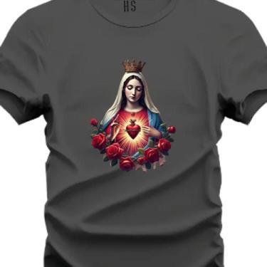 Imagem de Camiseta Estampada Nossa Senhora Aparecida Do P ao Pluz - Hs, Chumbo, 