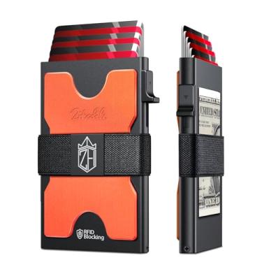 Imagem de Zitahli Capas para cartões de visita masculinas – Porta-cartões fino para mais de 6 cartões, carteira de metal para homens e mulheres, carteira minimalista com bloqueio de RFID com função pop-up