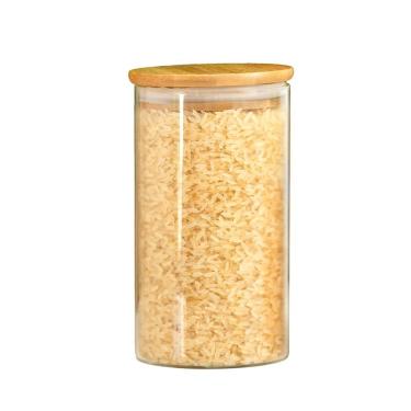 Imagem de Pote De Vidro Porta Mantimentos Hermético Com Tampa De Bambu 770ml - Plasvale Marrom