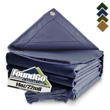 Imagem de FoundGo Lona de lona de 3 x 7,3 m, resistente à água, com ilhós, resistente a UV, lona de 22 mm, capas de pano duráveis de 400 ml para carro, telhado, barco, acampamento, dossel, pilha de madeira com