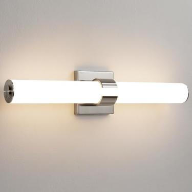 Imagem de Aijiasi Lustres de níquel escovado - luminárias modernas de 55 cm com sombra acrílica, LED 28W 3000K sobre espelho arandela de banheiro