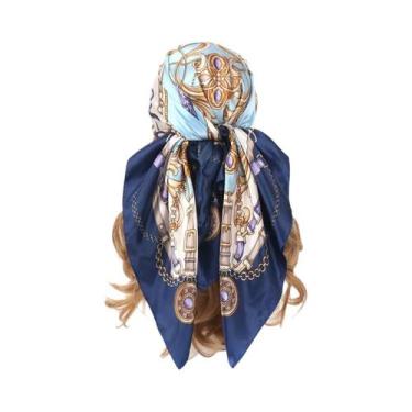 Imagem de Lenço De Seda Feminino 90x90cm, Quatro Estações, Hijab, Bandana, Envol