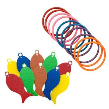 Imagem de Jogo 10 Argolas Com 20 Peixinhos Para Festa Junina Infantil - Real Sed