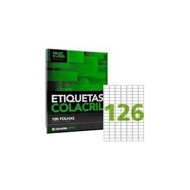 Imagem de Etiqueta Colacril CA4349 126 por folha 26mmx15mm com 100 folhas