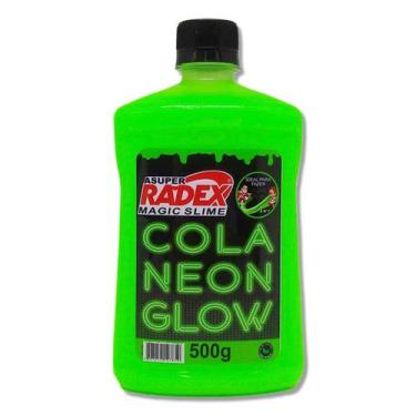 Imagem de Cola Neon Glow verde Radex Magic com 500g, ideal para Slime e artesana
