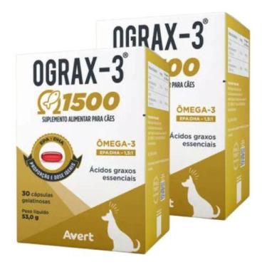 Imagem de Ograx 3 1500mg Avert 30 Cápsulas Cachorros E Gatos Kit Com 2