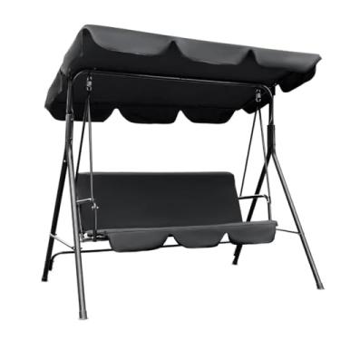 Imagem de Banco externo para 3 pessoas varanda de pátio com dossel ajustável aço durável para quintal, jardim, varanda e bancos de jardim