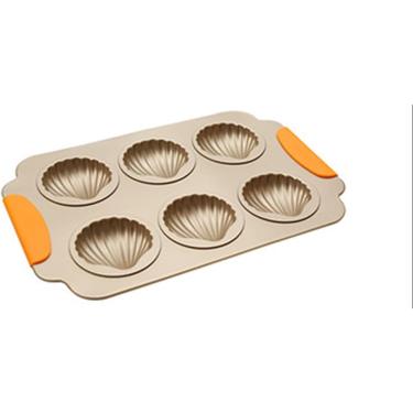 Imagem de Mini Bandeja De Muffin 6 Xícaras De Forma De Muffins, Forma De Vieira Antiaderente Cupcake Lata De Liga De Alumínio Molde Bakeware, Assadeira Reutilizável Para Mini Torta De Carne Moída