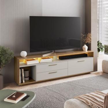 Imagem de Rack para Tv 75 Polegadas com Iluminação Led Reims Sala de Estar Arenas/Mel