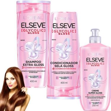 Imagem de Kit Creme Hidratação Elseve Glycolic Gloss Serum Nova Linha - L'oreal 