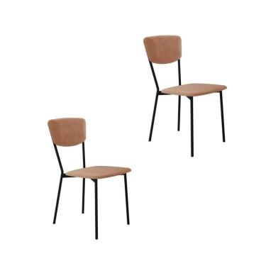 Imagem de Cadeira Vintage Retrô Fixa Com 4 Pés 425x505x830 Mm Com 2 Unidades Veludo Nude