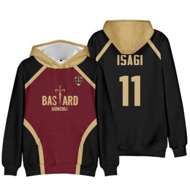 Imagem de AwwwCos Anime Yoichi Isagi Cosplay Futebol Bastard Munchen masculino moletom com capuz pulôver fantasia de Halloween, Preto-nº 11, G