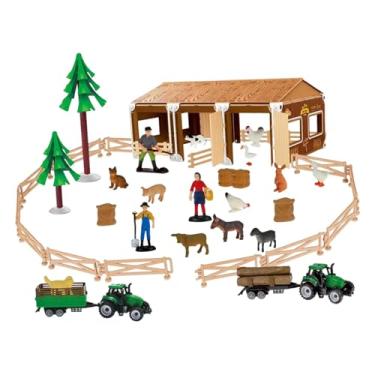Imagem de Colaxi Brinquedos de animais de fazenda para crianças, conjunto de cerca, figuras de animais, modelo de animais de fazenda para crianças,
