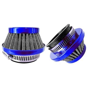 Imagem de Filtro de ar para motocicleta, filtro universal de admissão de ar, carburadores, filtro de ar para motocross, quadriciclo, SSR, TTR, filtro de respiração de bicicleta, adequado para carburadores (azul