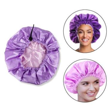 Imagem de Touca Cetim Dupla Face Ajustável Anti Frizz Proteção Cabelos - Arte Se