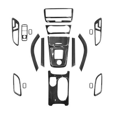 Imagem de FINMOKAL 19 pçs/conjunto de acessórios interiores de carro de fibra de carbono real acabamento da tampa do painel de controle central compatível com Benz A45 CLA45 GLA45 (serve apenas para LHD)