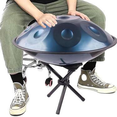 Imagem de Tambor Handpan de 22 polegadas, instrumento de percussão de tom de 9/10/12 notas 432 Hz/440 Hz com tripé de tambor, tambor de língua de aço para iniciantes e jogadores profissionais, BLUE_10