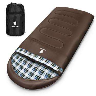 Imagem de GEERTOP Saco de dormir confortável de flanela para adultos grandes e altos sacos de dormir envelope para clima frio extra largo para acampamento