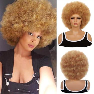 Imagem de FYIMUYI Peruca Afro – Perucas Afro macias dos anos 70 para mulheres, grandes, saltitantes e de aparência natural, perucas completas para festa diária, cosplay e fantasia, peruca afro para uso diário