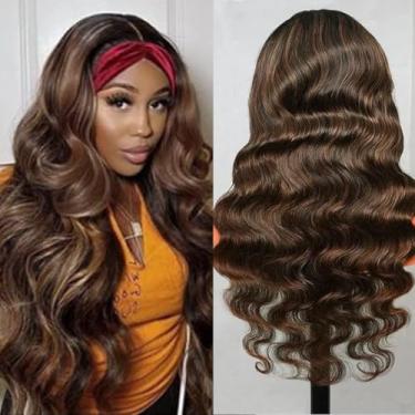 Imagem de Peruca de cabelo humano meia peruca para mulheres negras 1B30 Color Wear and Go Glueless Bob bandana perucas curtas e retas 180% densidade sem renda peruca de faixa de cabeça sem renda