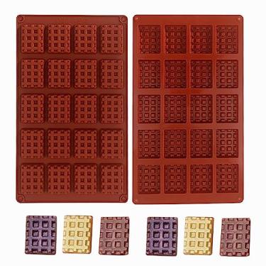 Imagem de HYCSC Molde de waffle de silicone, molde de silicone para máquina de waffle quadrada com 20 cavidades, bandeja antiaderente para fazer biscoitos de waffle, chocolate, doces, sabão, molde de cera (2