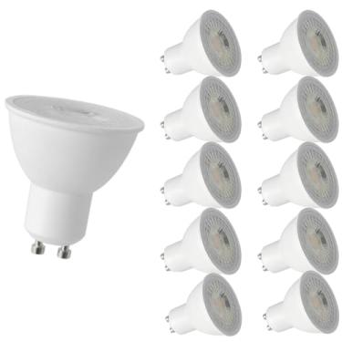 Imagem de Pacote com 10 lâmpadas LED GU10, iluminação embutida equivalente a 5,5 W 50 W, 500 LM, branco macio 2700K, lâmpada de iluminação de pista para cozinha, exaustor, quarto