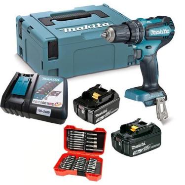 Imagem de Parafusadeira Furadeira Impacto Makita 18V, 50Nm, com 2 Baterias 3,0Ah