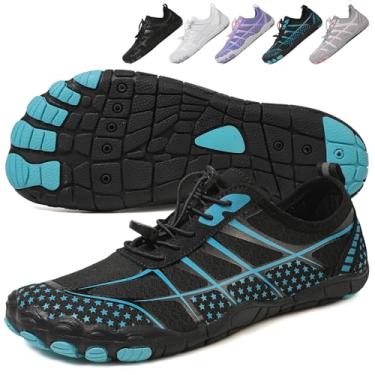 Imagem de Tênis de caminhada descalço feminino, masculino, unissex, respirável, antiderrapante para caminhada, bico largo, para caminhadas, corrida, ioga e esportes aquáticos, Preto, azul lago, 6 Wide Women/4