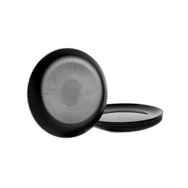 Imagem de LaGlint Conjunto de 6 pratos de aperitivo de salada com nervuras de 19 cm, pratos pretos pequenos redondos de vidro opala para sobremesa, cozinha, lava-louças e micro-ondas