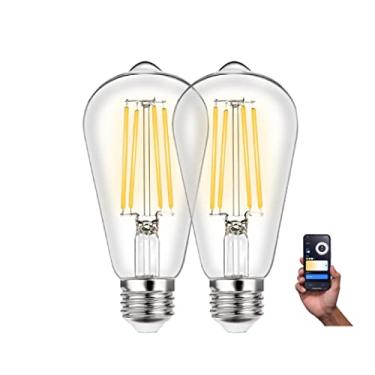 Imagem de RCA Lâmpadas inteligentes WiFi | Lâmpada LED vintage compatível com dispositivos Google e Alexa para casa | 8 W (equivalente a 60 W) | Controle de qualquer lugar com smartphone | Regulável e ajustável