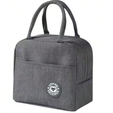 Imagem de BOLSA TERMICA COMPACTA FUNCIONAL PARA LANCHE ESCOLAR, ACADEMIA, PISCINA MARMITAS INFANTIS E DIA A DIA (CINZA)