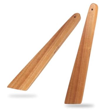 Imagem de Raspador de ovo de madeira flipper, raspador plano de madeira antiaderente resistente ao calor, espátula versátil com cabo liso espátula de madeira plana para virar, servir, raspagem (cor 2 - fritar)