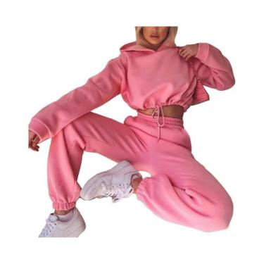 Imagem de Conjunto De Moletom Feminino Oversized De Inverno Em Duas Peças, Hoodi