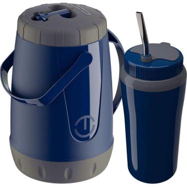 Imagem de Kit Tererê Pávia Copo Térmico Bomba Garrafa Cuia Azul