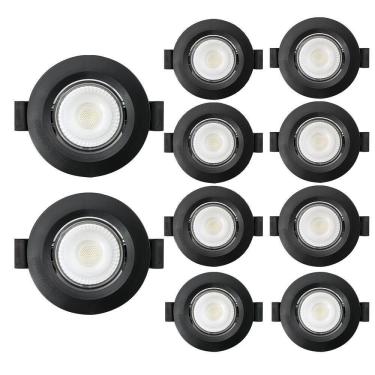 Imagem de 10 Spot De Led Embutir Mr16 Redondo 6W Preto Bivolt 4100K
