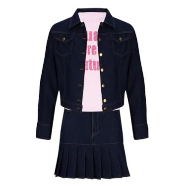 Imagem de Fantasia masculina branca cosplay Marcus Kevin 3 peças jaqueta saia camiseta preta roupa de detetive roupa de festa de Halloween (azul escuro, pequeno)