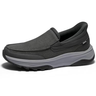 Imagem de Coostar Sapatos masculinos sem cadarço ortopédicos para caminhada com suporte de arco, sapatos de lona casuais, Cinza escuro, 12 Wide
